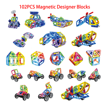 Hot! 102Pcs/Set Magnetic Designer Building Blocks Models & Building Toy Plastic DIY Bricks Children Learning & Educational Toys